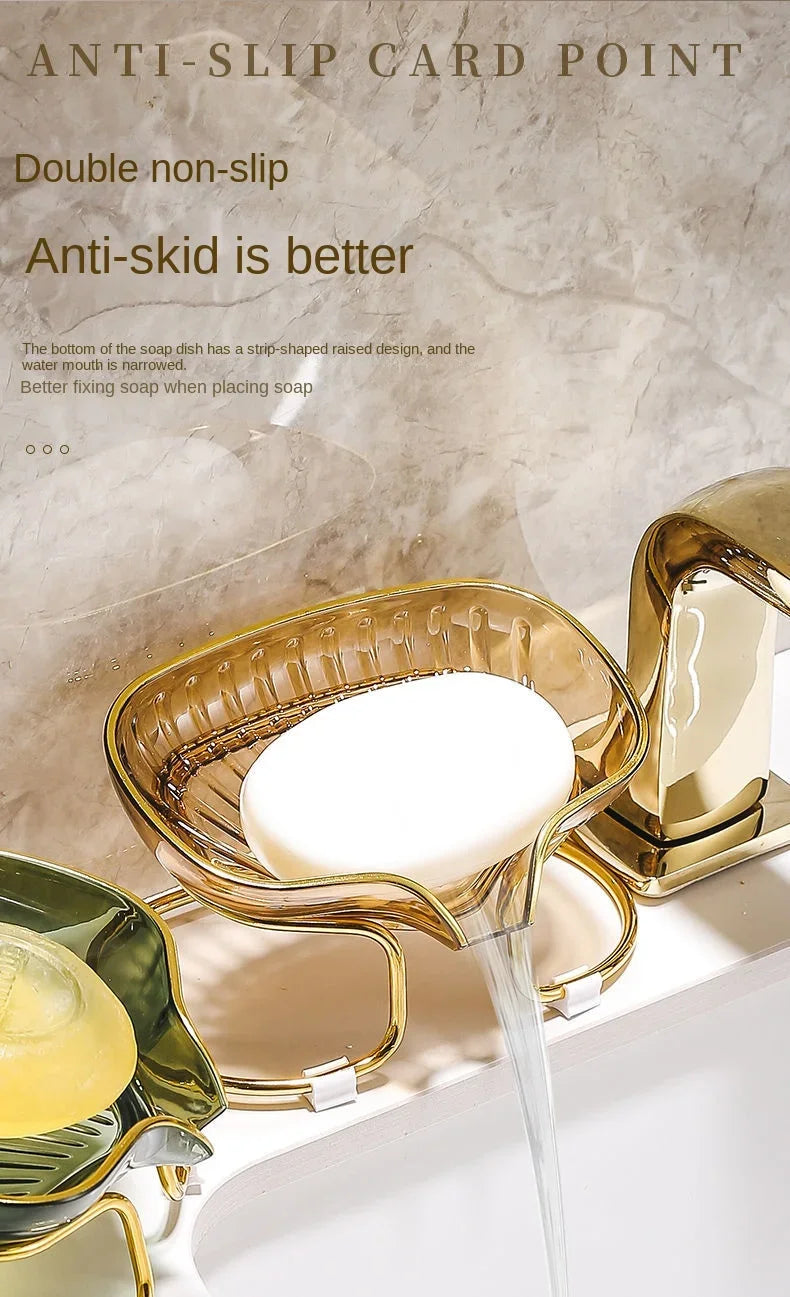 Bathroom Soap Dish Light Luxury Toilet Shower Soap Holder with Drain Water Soap Storage Case Tray Container Bathroom Gadgets