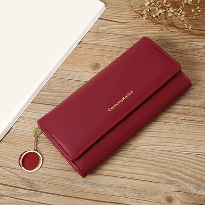 Fashion Women PU Leather Long Wallets Multi-functional Fold Purse Fresh Female Clutch Card Holder