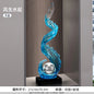 Home Decor Wind and Water Rising Decorations,Blue Resin Sculpture Luxury Living Room Entrance Vertical Art Decoration Customized