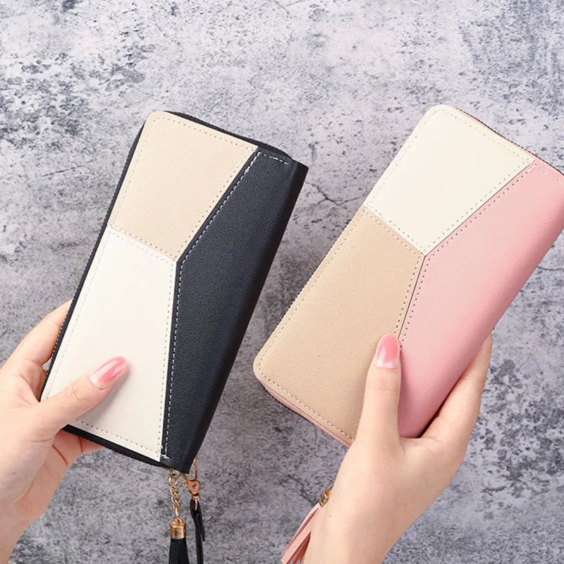 PU Leather Billfold Wallet Case Bag Girls Women's Fashion Zipper Wallets  Long Purses Handbags Coin Purse Cards Holder