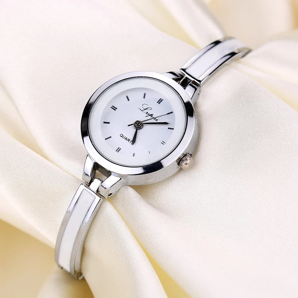 Women Luxury Rose Gold Silver Bracelet Wristwatch Ladies Alloy Simple Casual Quartz Watch Clock Watch for Women Watches Ladies
