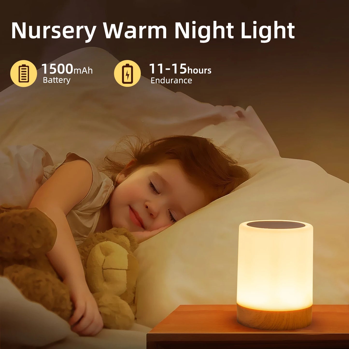 16 Colors Smart Touch Bedside Table Lamp RGB USB Rechargeable Night Light Desk Lamp Bedroom Decoration Gift Dining Table Light