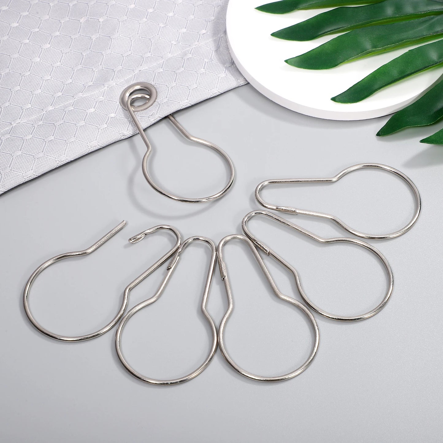 Curtain Hooks Set Silver Ring Curtain Hook Accessories Bathroom Gourd Shape Shower Hooks Multifunctional Hardware Fittings