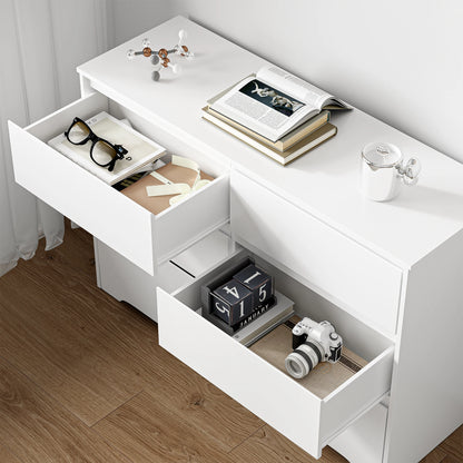Getone White Chest of Drawers Bedroom, Tall Chest of Drawers with 6 Drawers, Bedroom Furniture Dresser Storage Cupboard Cabinet  Bedroom Dresser, for Dining Room Living Room Hallway 120x40x82cm