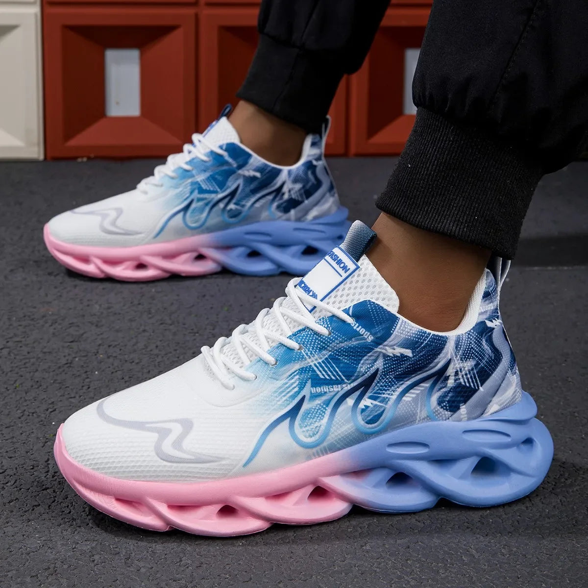Unisex Running Shoes Women Men Lightweight Mesh Breathable Comfortable Flat Soft Tennis Shoes Summer Lace-up Sneakers Woman