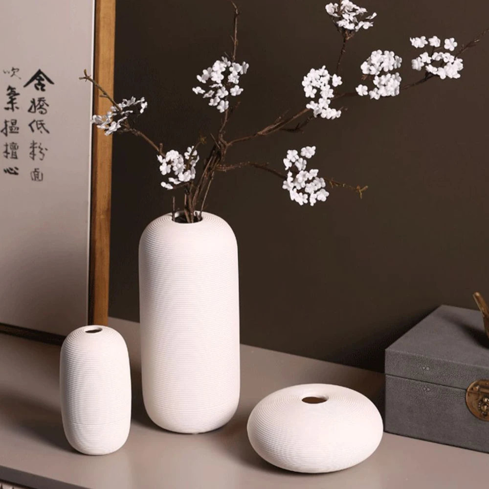 White Ceramic Vases Minimalist Home Decor Nordic Modern Room Kitchen Living Rome Shelf Decorations Crafts Ornaments