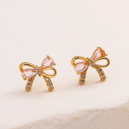 Y2K Exquisite Sweet Pink Zircon Bowknot Love Heart Chain Bracelet For Women Girls Party Birthday Jewelry Gift