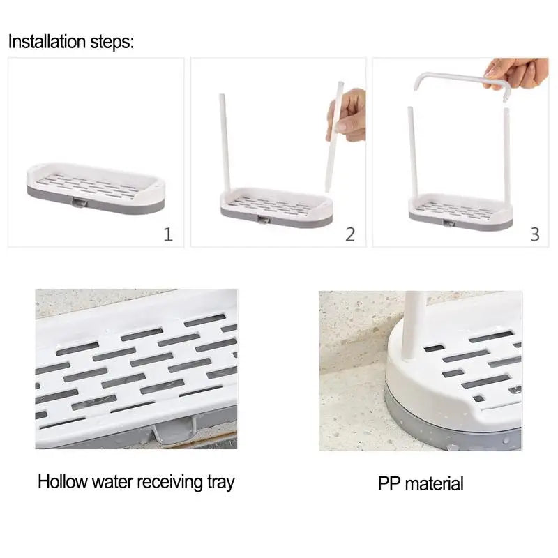 Kitchen Sink Storage Rack Dish Cloth Hanger Towel Organizer Holders Sponge Drain Shelf with Drain Tray household Gadgets