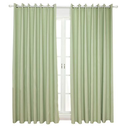 Textured Blackout Window Curtain Pair Thermal Insulated Linen Room Darkening Grommet Curtains Size 140245 Light Green Energy
