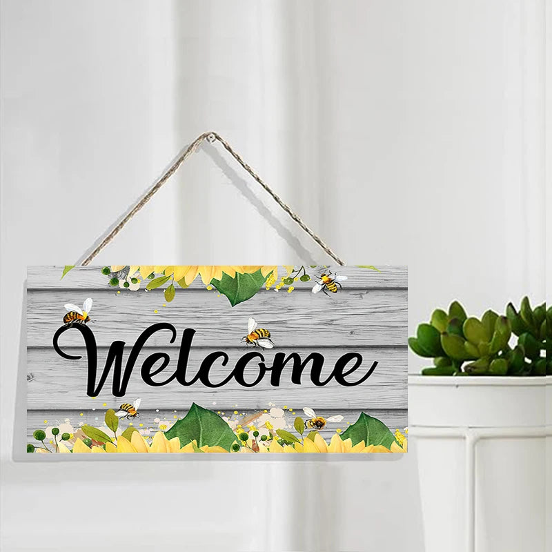Rustic Welcome Wall Hanging Decor Wood Art Plaques Sign Door Sign for Home Living Room Front Door Decor