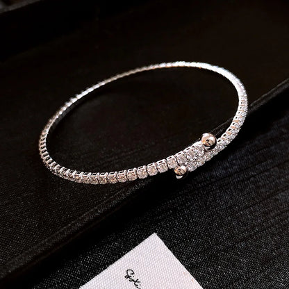 Luxury Adjustable Bracelet Women's Fashion Temperament Geometric Square Rhinestone Bracelet Wristband Party Wedding Jewelry