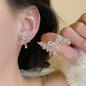 New Y2K Bowknot Zircon Stud Earrings for Women Fashion Korean Silver Color Pink Crystal Personality Earring Party Jewelry Gifts