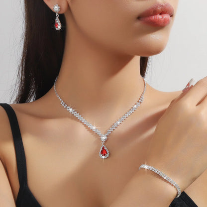 Wedding Jewelry Set for Women, Earrings, Necklace, Bracelet, Three-Piece Bridal Jewelry Set, Luxurious and High-End Accessories