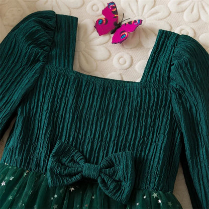 Elegant New Girl Embroidery Flower Girl Dresses for Wedding Autumn Winter Long Sleeve Princess Birthday Party Clothing 3-8Yrs