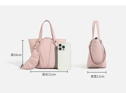 Designer PU Leather Bucket Bag Women Fashion Two-in-One Shoulder Crossbody Top Handle Convertible Purse High Quality