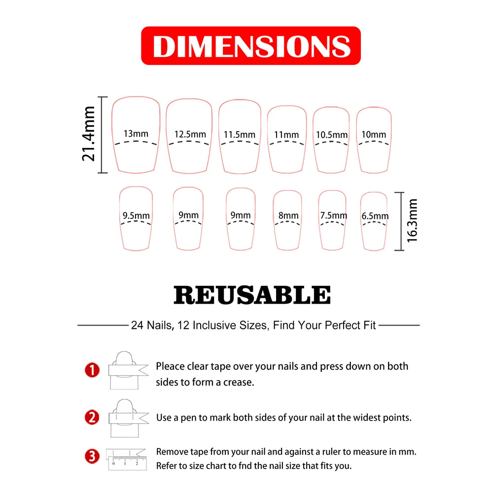 24Pcs/Set Women Girls Short French Light Blue Pink Dual Color Glossy Surface Full Coverage Wearable Fake Nail Press on Nail Art