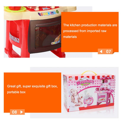 Dining Table for Pretend Food Kitchen Toys for Kids Ages 3-8,Play Kitchen Accessories W/Real Sounds Light, for Boys, Girls