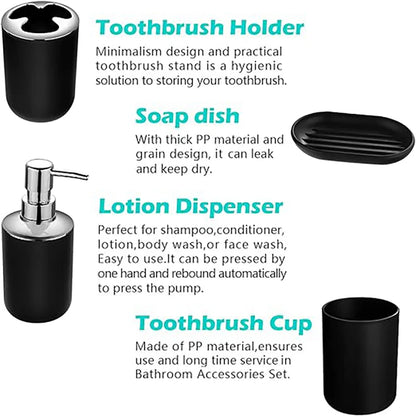 Bathroom Accessory Set,6 Piece Gift Set,Toothbrush Holder,Toothbrush Cup,Soap Dispenser,Soap Dish,Toilet Brush Holder,Trash Can