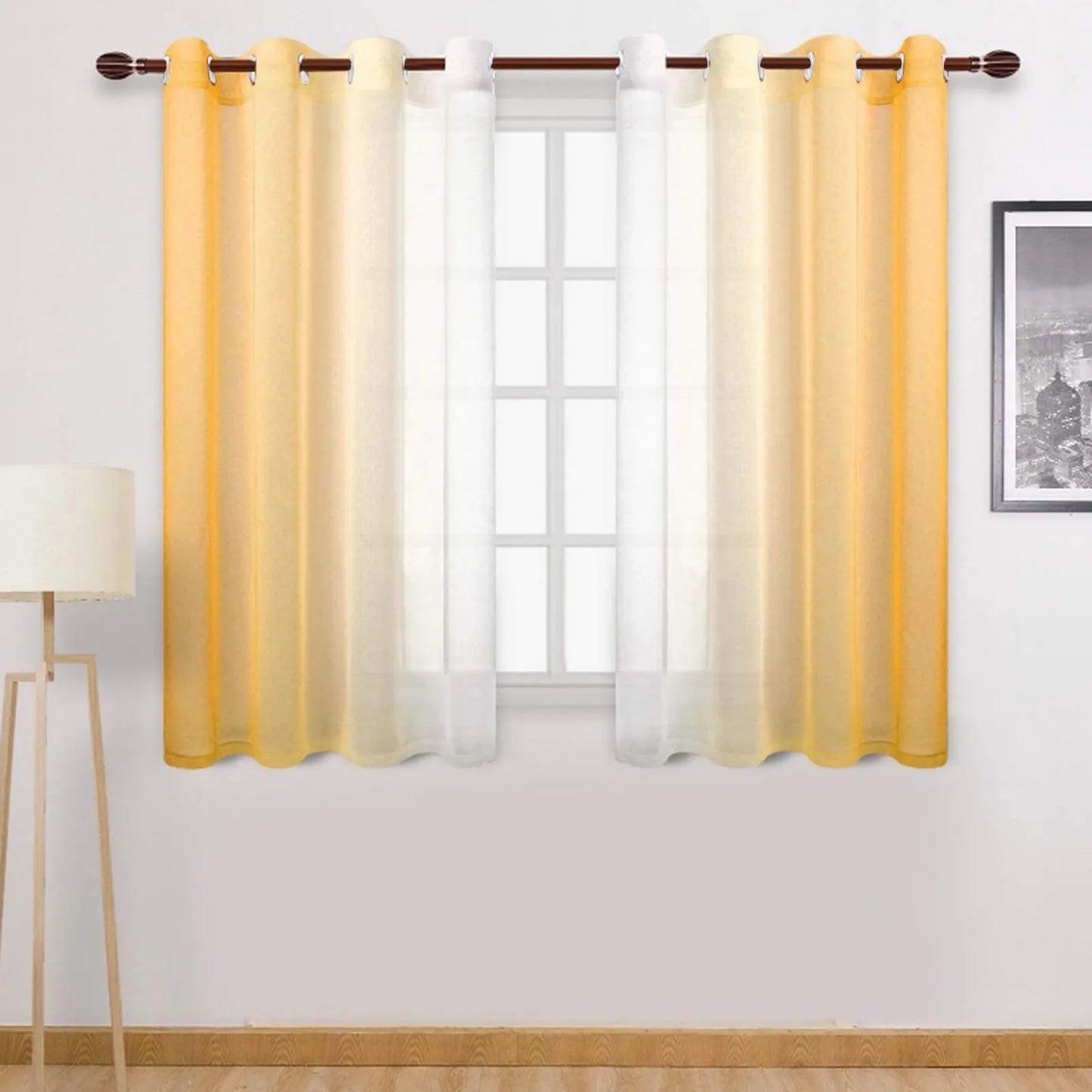 Blackout Curtains for Bedroom Faux Grommet Light Filtering Semi Sheer Gradient Window Curtain for Living Room Heat Blocking