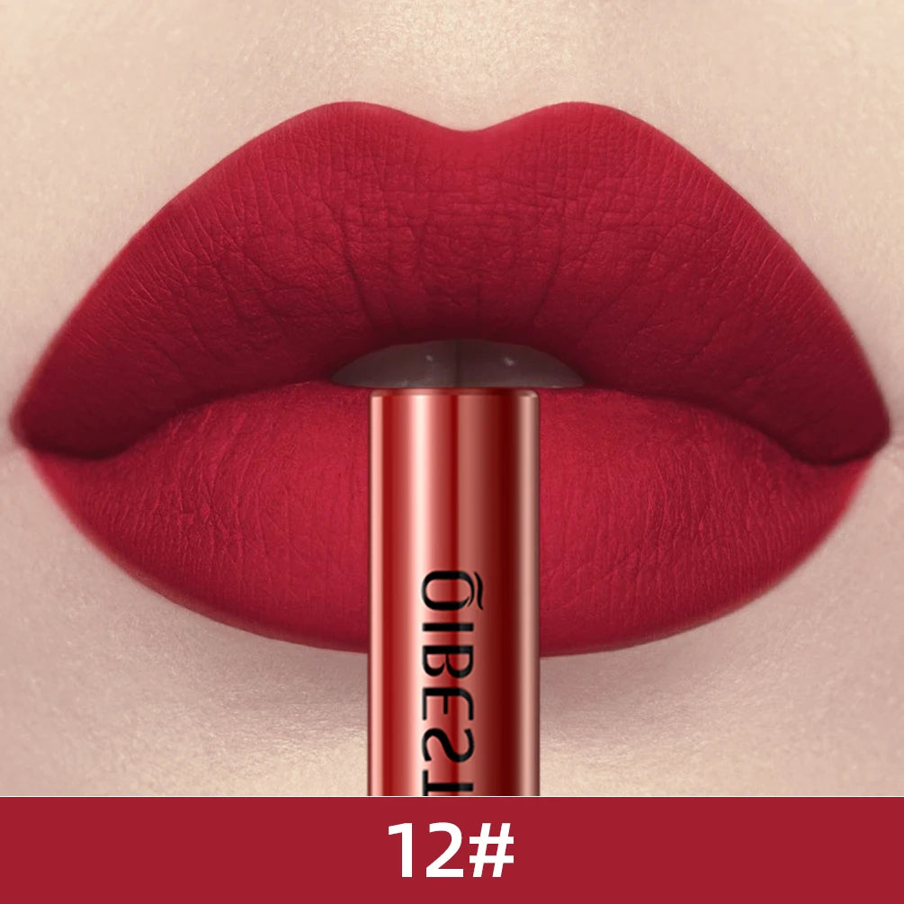 QIBEST 24 Colors Liquid Lipstick Ultra Matte Velvet Long Lasting Women Beauty Red Nonstick Cup Waterproof Lip Gloss Nude Makeup