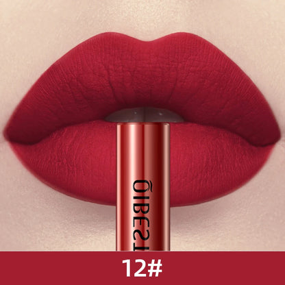 QIBEST 24 Colors Liquid Lipstick Ultra Matte Velvet Long Lasting Women Beauty Red Nonstick Cup Waterproof Lip Gloss Nude Makeup