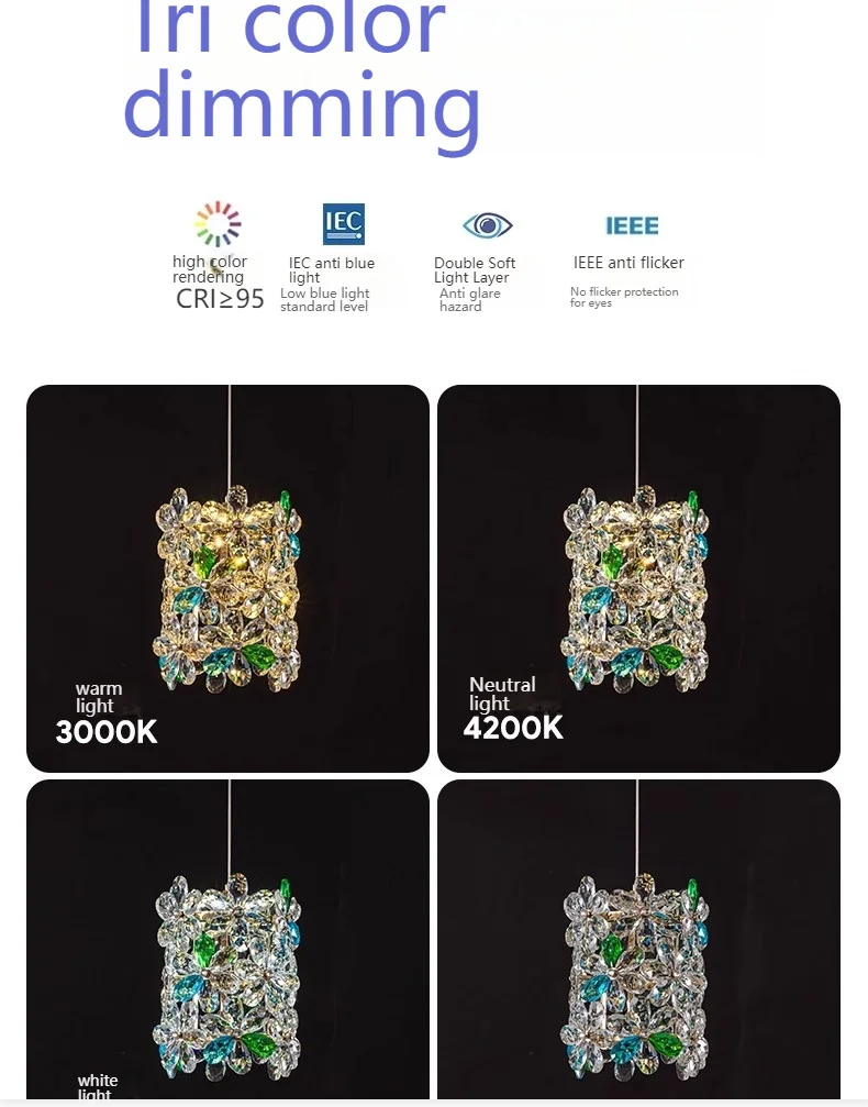 Bedroom Bedside Lamp Crystal Small Chandelier French Flower Light Luxury Entrance Cabinet Restaurant Cloakroom Hanging Line Lamp