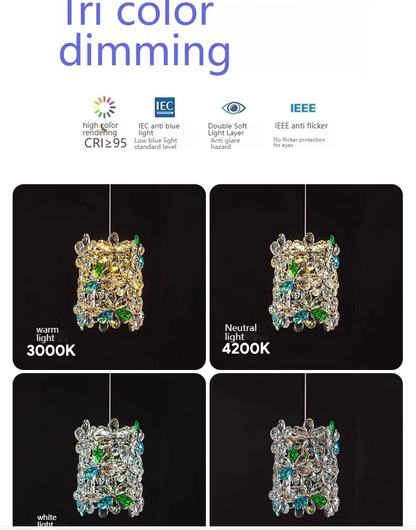 Bedroom Bedside Lamp Crystal Small Chandelier French Flower Light Luxury Entrance Cabinet Restaurant Cloakroom Hanging Line Lamp