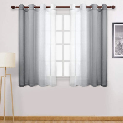 Blackout Curtains for Bedroom Faux Grommet Light Filtering Semi Sheer Gradient Window Curtain for Living Room Heat Blocking