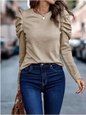 Women's  Round Neck Long Sleeved Pleated Elegant T-shirt Daily Parties Fashionable Commuting Style Autumn Top