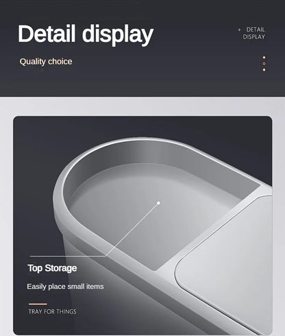 10L Bathroom Trash Can, Household Creative Gap Waste Bin, Press Type Garbage Can with Lid, Simple Paper Basket Kitchen Trash Can