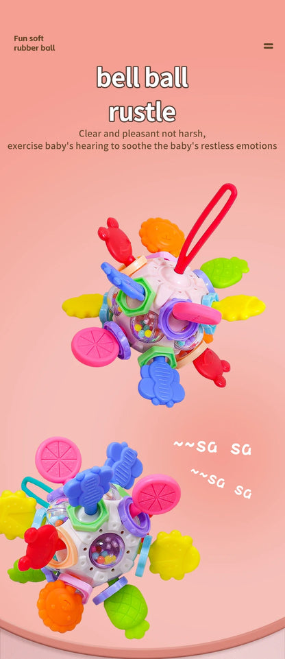 Montessori Baby Teething Toys Sensory Chew Teething Ball Rattle Grasping Activities Babies Toys for 0-18 Months Girls Boys Gifts