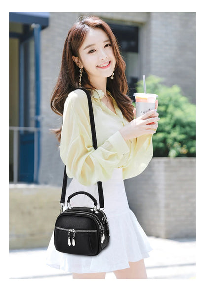 Women Small Purses and Handbags PU Leather Solid Color Zipper Shoulder Bag Cross Body Bags Small Wallets Short Handle Bag