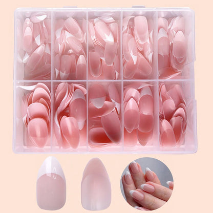 360/150pcs/box Nude Pink Almond French False Nails White Tip Design Short Wearing Fake Nails Women Nails Press On Nails Manicure