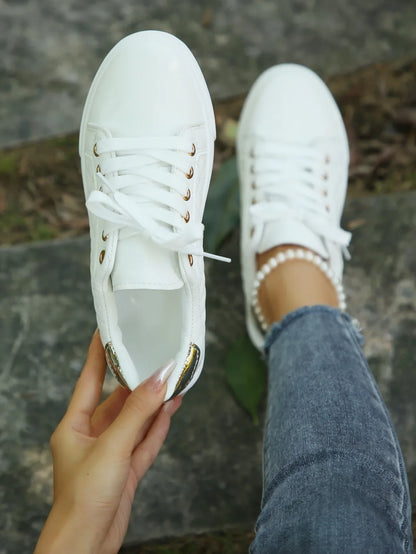 2024 Women Sneakers Tennis Platform Shoes for Women Comfort Casual Flat Tenis Woman Lace-up White Sports Women Vulcanized Shoes