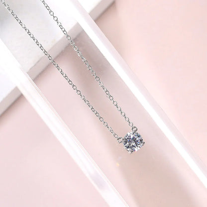 New Jewelry Small Crystal Pendant Necklaces For Women Shiny Zirconia Necklace For Female Wedding Engagement Birthday Gifts N415