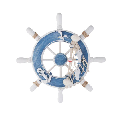 Magideal Nautical Beach Wooden Boat Ship Steering Wheel Home Wall Hanging Decor