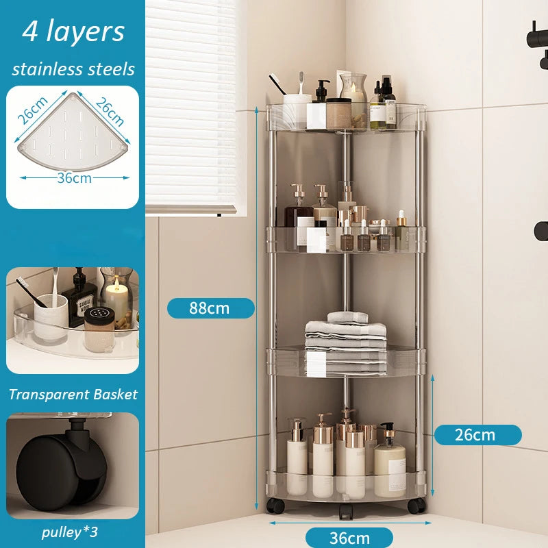 Shelf Trolley Bathroom Organizer Shelves Kitchen Home Large Capacity Storage Rack Acryl Cart Corner Cosmetic