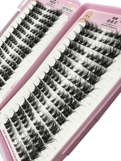 3D DIY Fake Eyelashes 32Rows Slanted Flying Fox Eyelash Natural Makeup Eyelash Set With Eye-Catching Long and Thick Eyelashes