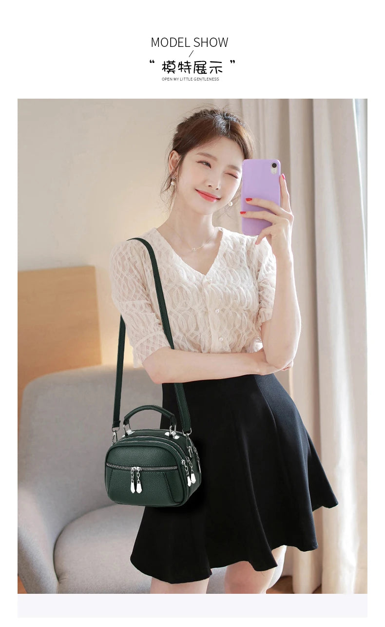 Women Small Purses and Handbags PU Leather Solid Color Zipper Shoulder Bag Cross Body Bags Small Wallets Short Handle Bag