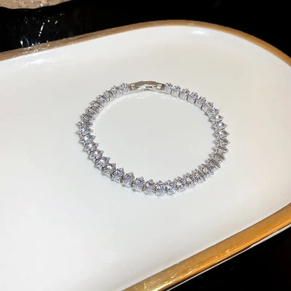 Luxury Adjustable Bracelet Women's Fashion Temperament Geometric Square Rhinestone Bracelet Wristband Party Wedding Jewelry