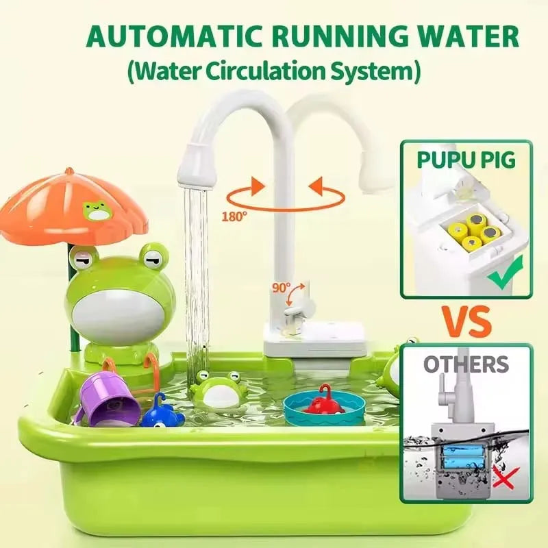 Kids Kitchen Sink Dishwasher Play Set Toys Water Running Pretend Food Fishing Toys Role Play Kids Birthday Gifts Imaginative Fun