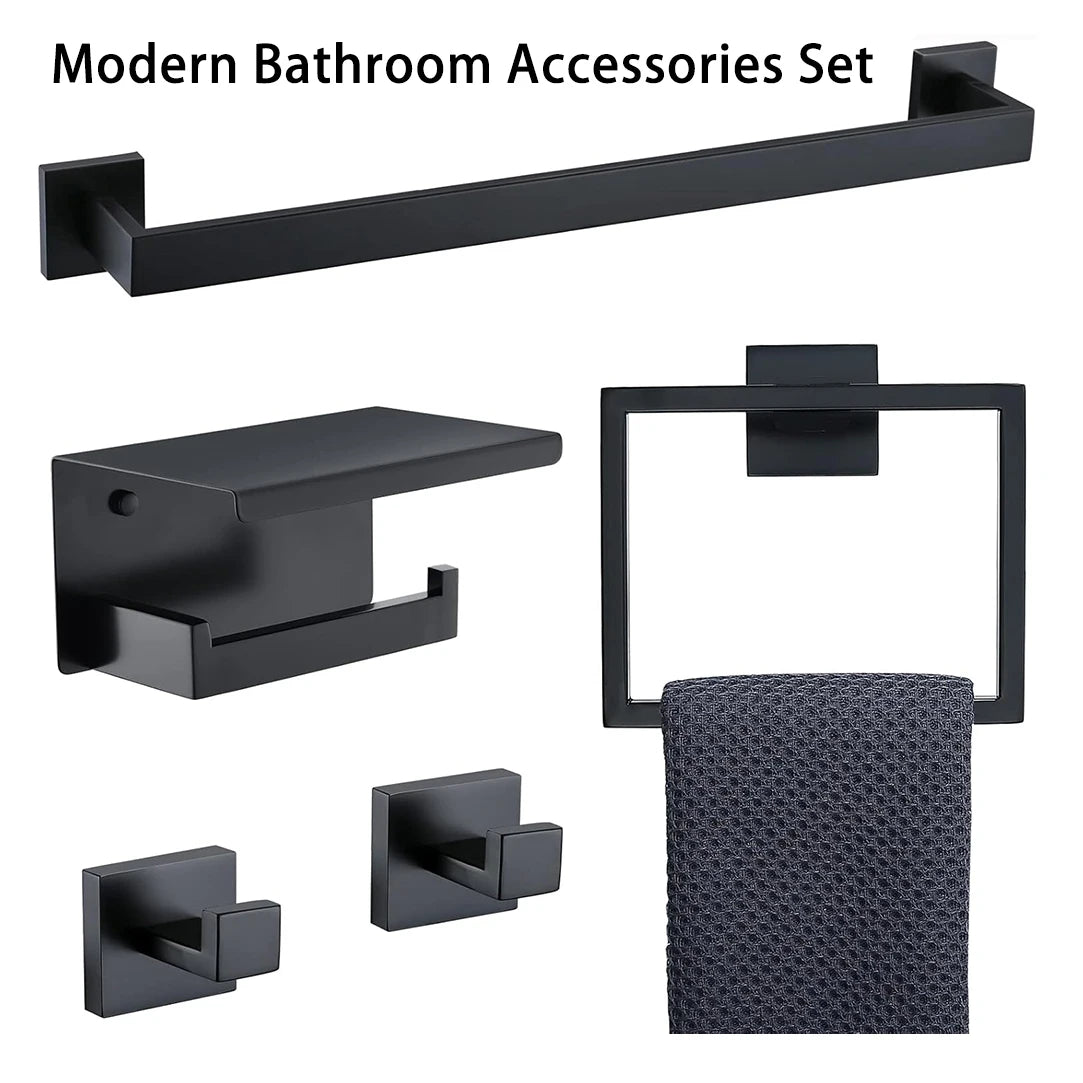 Bathroom Set  Stainless Steel Towel Ring Holder Toilet Paper Holder  Towel Bar  Rail Rack  Hanger Hook  Bathroom Hardware Set