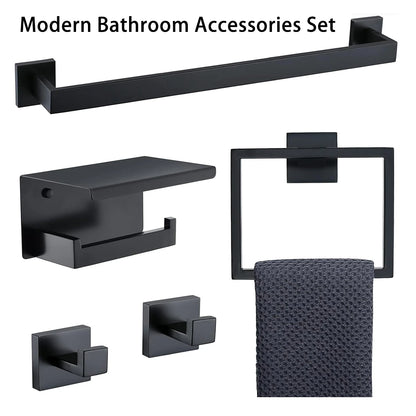 Bathroom Set  Stainless Steel Towel Ring Holder Toilet Paper Holder  Towel Bar  Rail Rack  Hanger Hook  Bathroom Hardware Set
