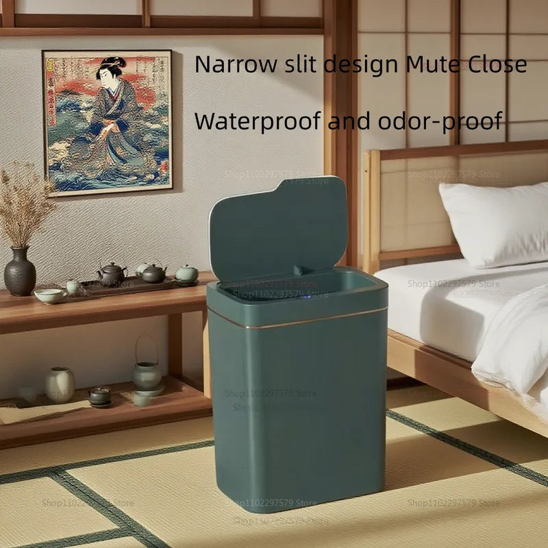 15L Non Contact Smart Sensor Trash Can Automatic Bagging Electric Bathroom Trash Bin Wireless White Smart Home Kitchen Disposal