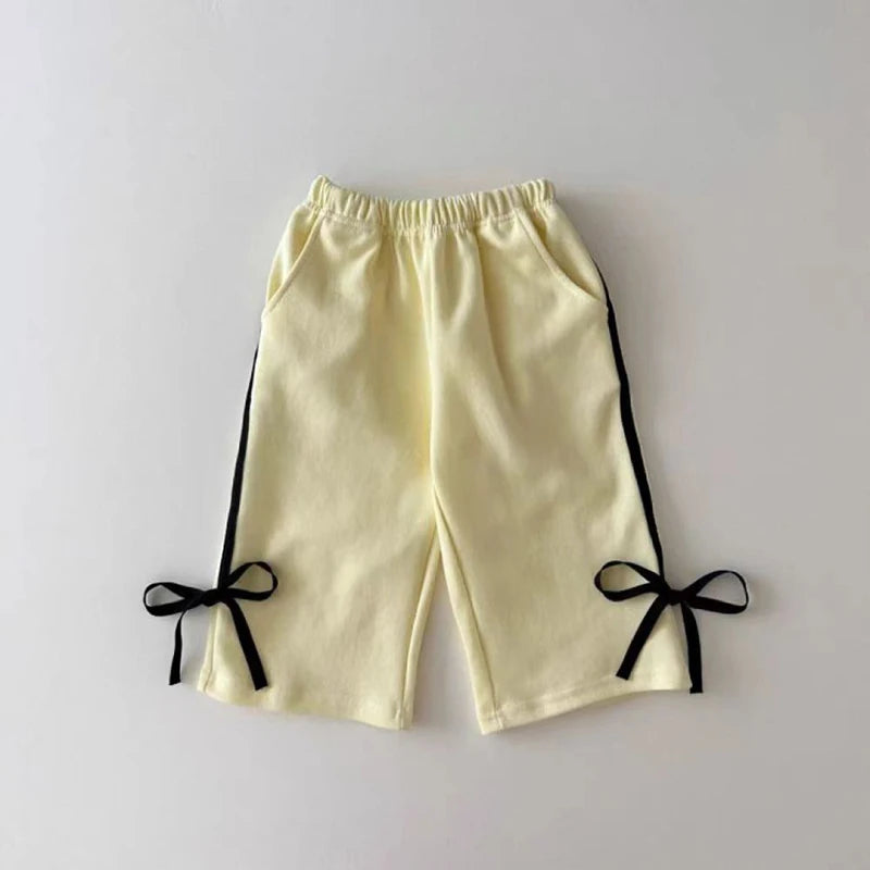 MILANCEL 2024 Autumn Children's Clothing 0-5Y Girls Bow Hoodies and Pants Set Kid's Sports Pullover Suit Sweatshirt 2Pcs