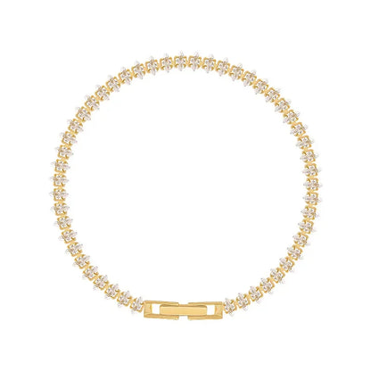 Luxury Roman Crystal Geometric Chain Bracelets for Women Trendy Goth Full Rhinestone Marquise Charm Tennis Bracelet Wed Jewelry