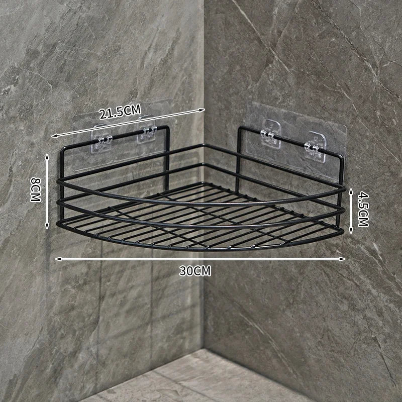 Bathroom Shelf Wall Mounted Corner Storage Shelves Shampoo Holder Cosmetic Rack Iron Shower Drain Basket Bathroom Organizer