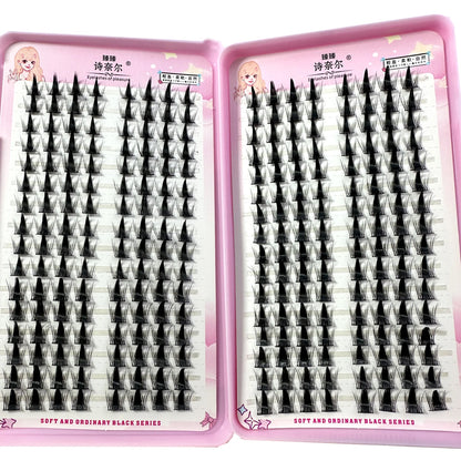 3D DIY Fake Eyelashes 32Rows Slanted Flying Fox Eyelash Natural Makeup Eyelash Set With Eye-Catching Long and Thick Eyelashes