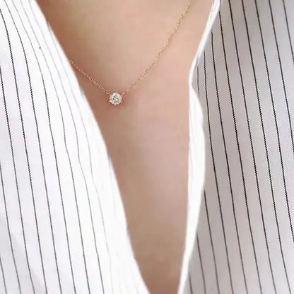 S925 Sterling Silver Necklace Set with Zircon Electroplated 14k Gold Women's Fine Style