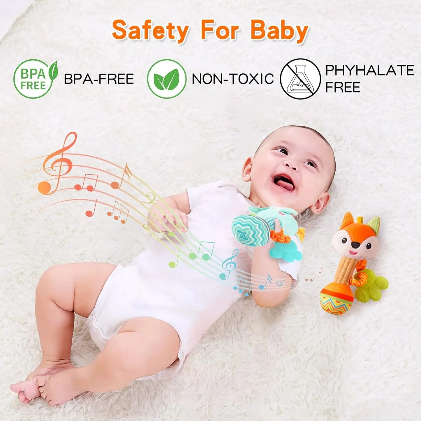 Baby Rattles Soft Hand Grab Sensory Shaker Teething Toys for BabiesSensory Plush Animal Toys for 0 12 Months Newborn Toys Gifts